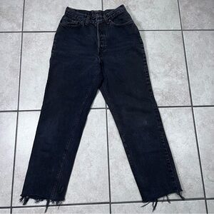 Vtg Levi's 501 Button Fly Jeans Dark Wash Straight Leg Size: 24x27 For Women Y2k